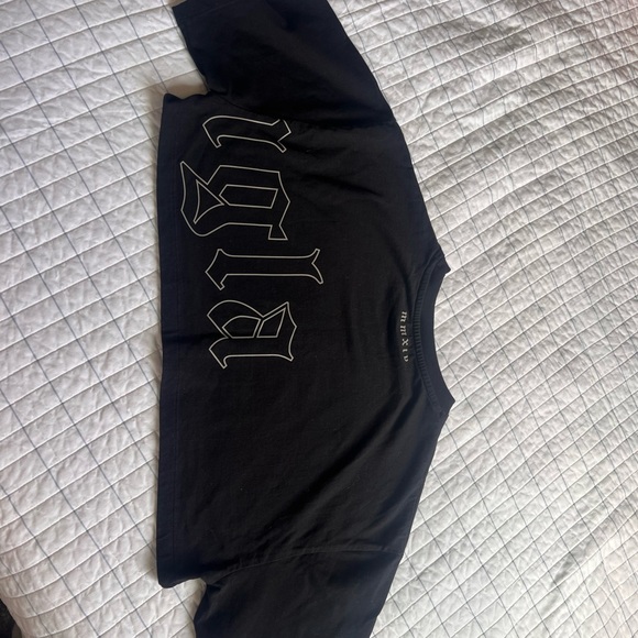 YoungLA Black Crop Top with Bold Lettering - Picture 2 of 3